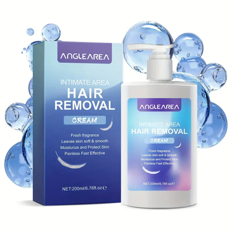 200ml/6.76oz ANGLEAREA Sensitive Skin Intimate Hair Remover Cream - Gentle, Moisturizing, Calming, Fresh Fragrance, Alcohol-Free for Bikini, Body, All Skin Types