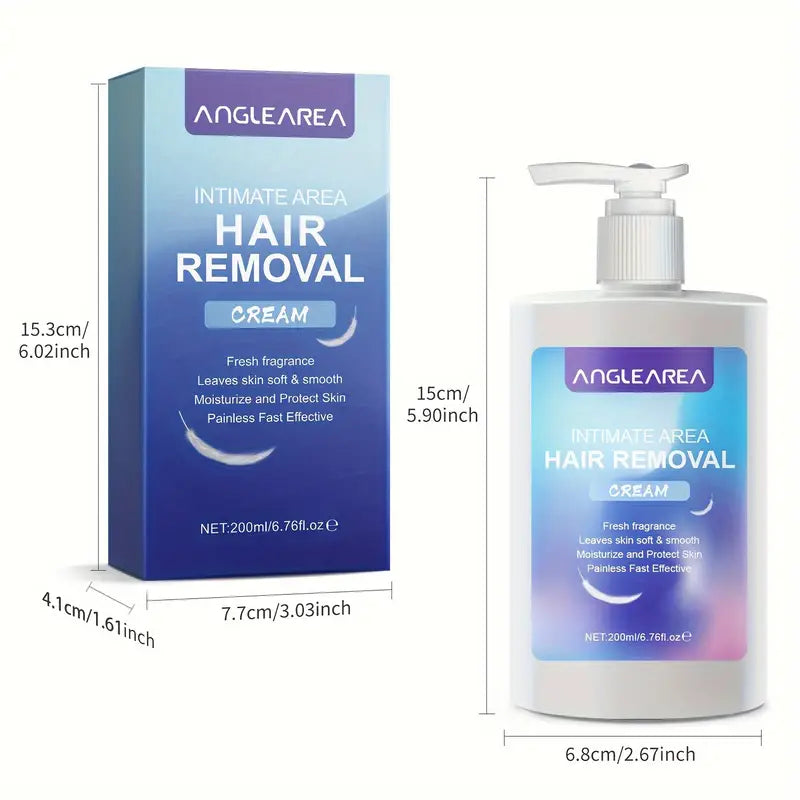 200ml/6.76oz ANGLEAREA Sensitive Skin Intimate Hair Remover Cream - Gentle, Moisturizing, Calming, Fresh Fragrance, Alcohol-Free for Bikini, Body, All Skin Types